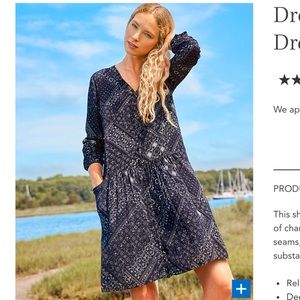 Garnet Hill Dropwaist Button-Up Dress Size 10